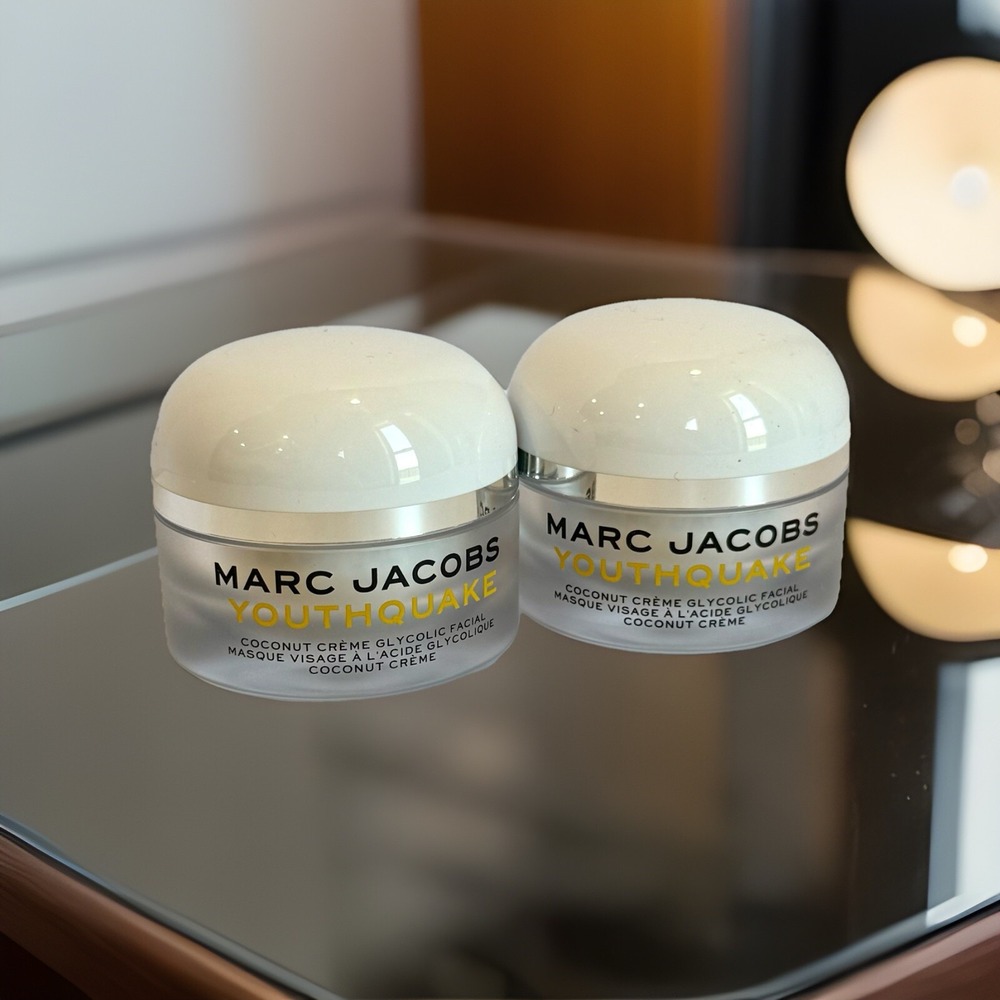 Two Marc Jacobs YOUTHQUAKE Coconut Creme Glycolic Facial Glowing Skin 0.5 fl oz